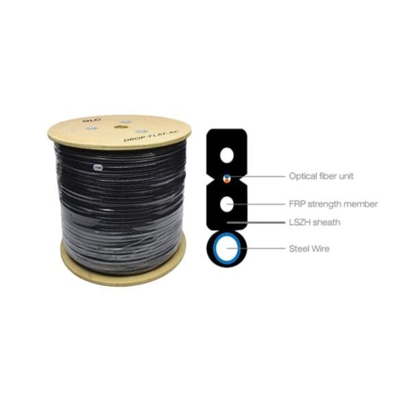 CABLE DROP 1 CORES SM FLAT FIG.8 C/PORTANTE ACERO G657A2 x1000 mts