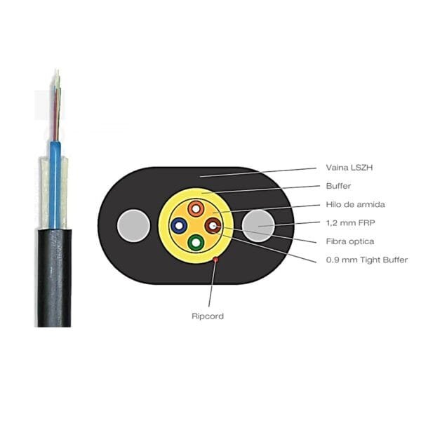 CABLE OVAL 4 CORES CTO SPAM 80 SM G657A1 x1000mts